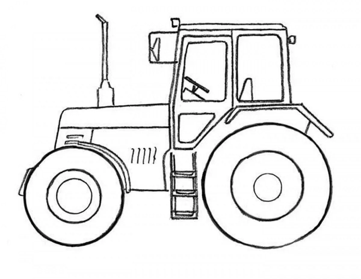 Раскраска трактор МТЗ 80. Для срисовки