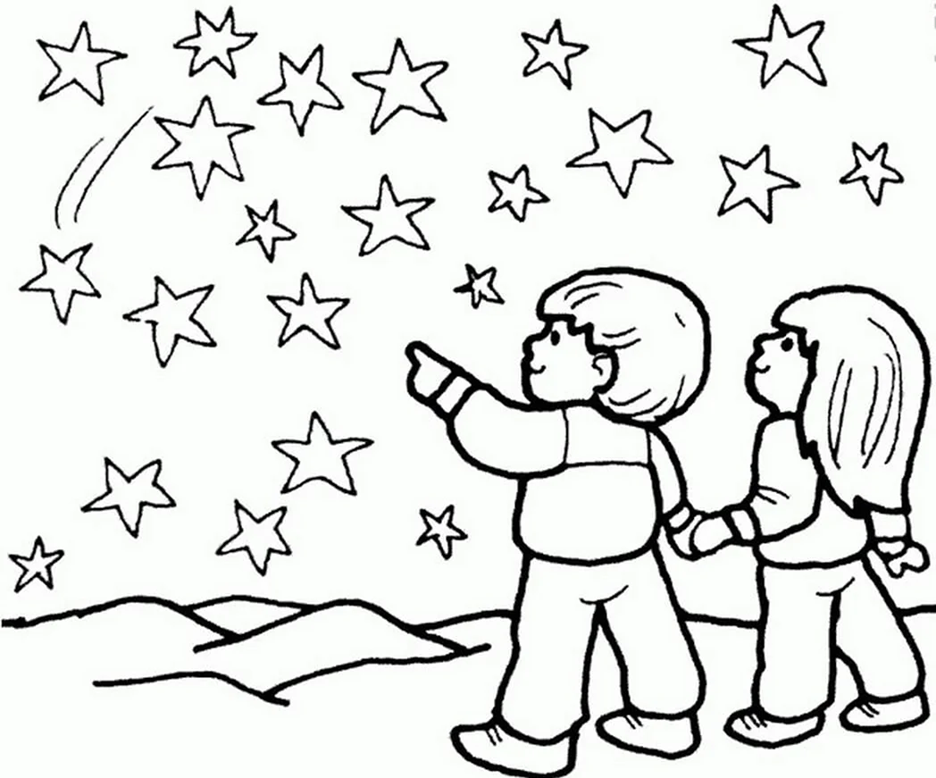 Раскраска звездное небо для детей. Для срисовки