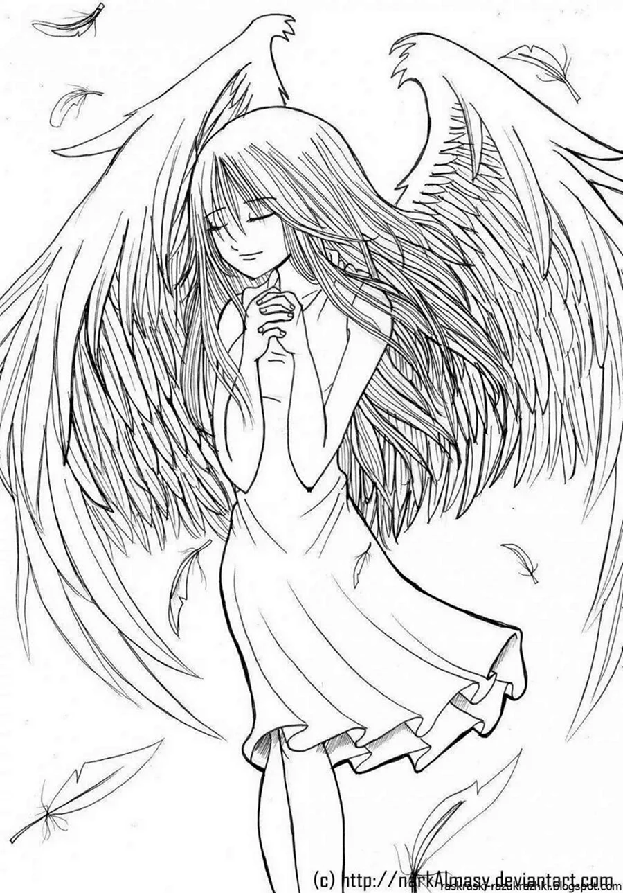 Раскраски аниме ангелы и демоны. Для срисовки