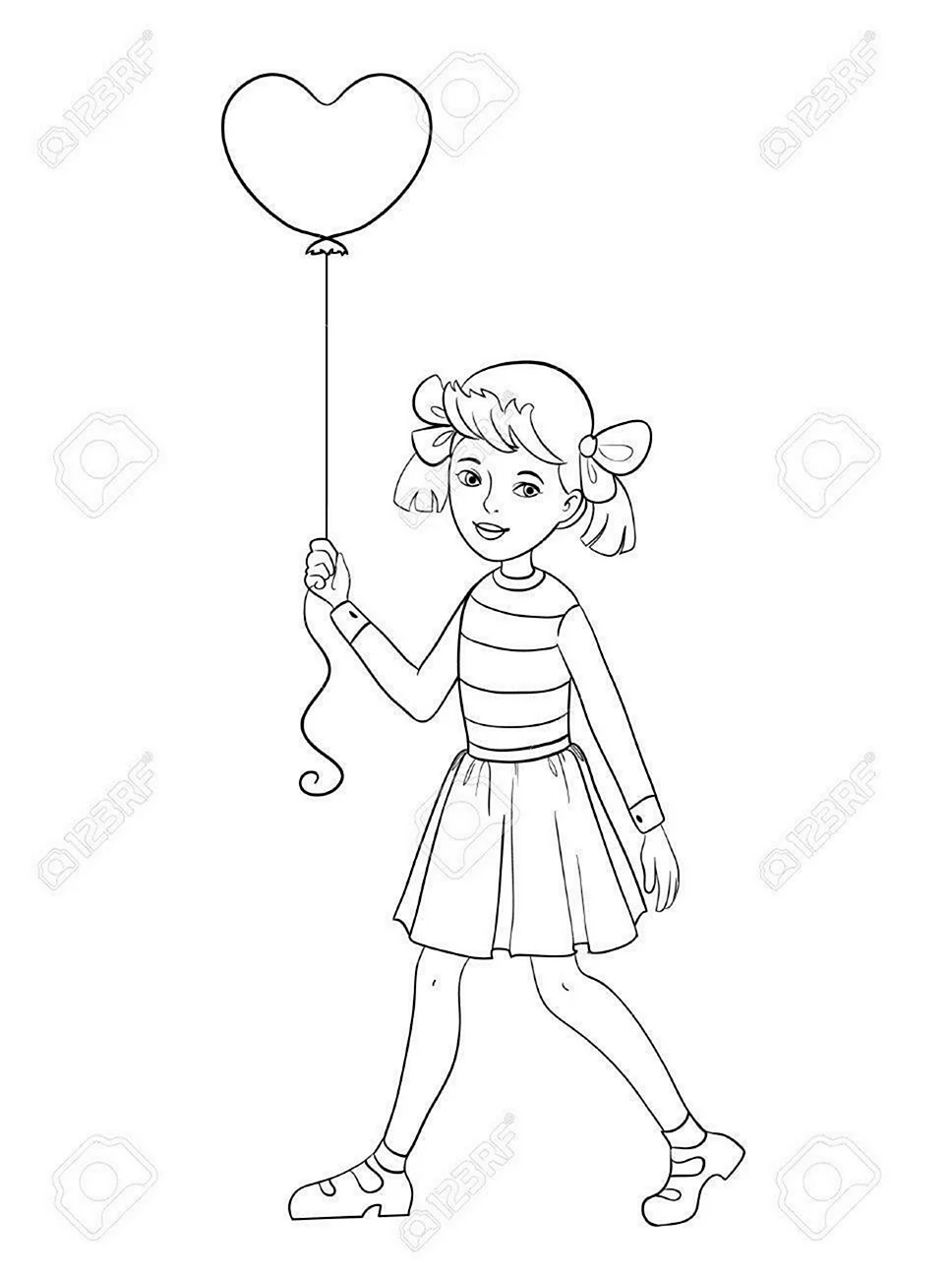 Раскраски для девочек девочка с шарами. Для срисовки