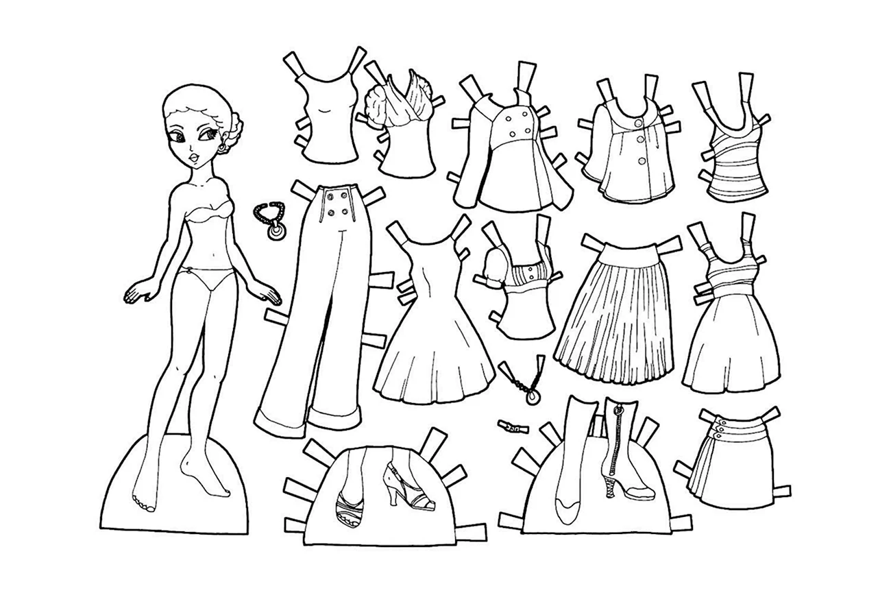 Раскраски куклы Барби с одеждой для вырезания. Своими руками