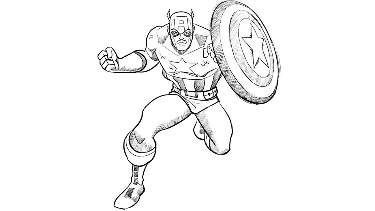 Раскраски Марвел Капитан Америка. Для срисовки