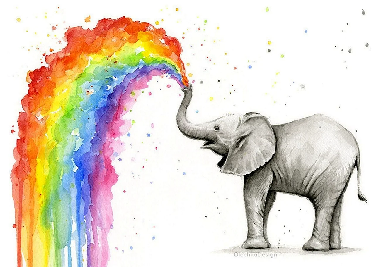 Разноцветные слоны. Для срисовки