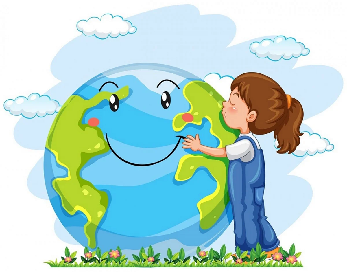 Ребенок обнимает планету. Поздравление