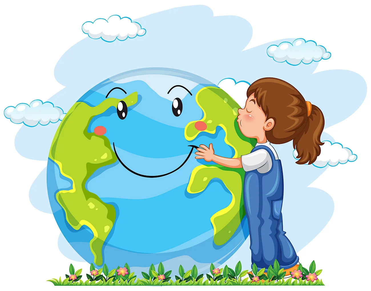 Ребенок обнимает планету. Картинка