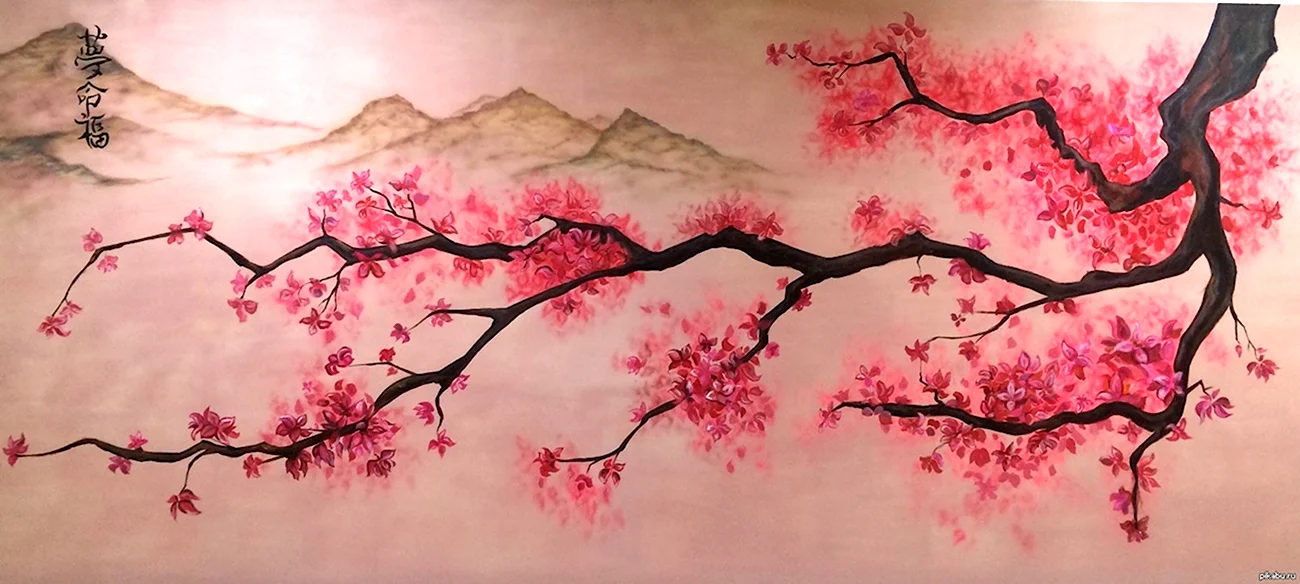 Рисование дерева Сакуры. Для срисовки