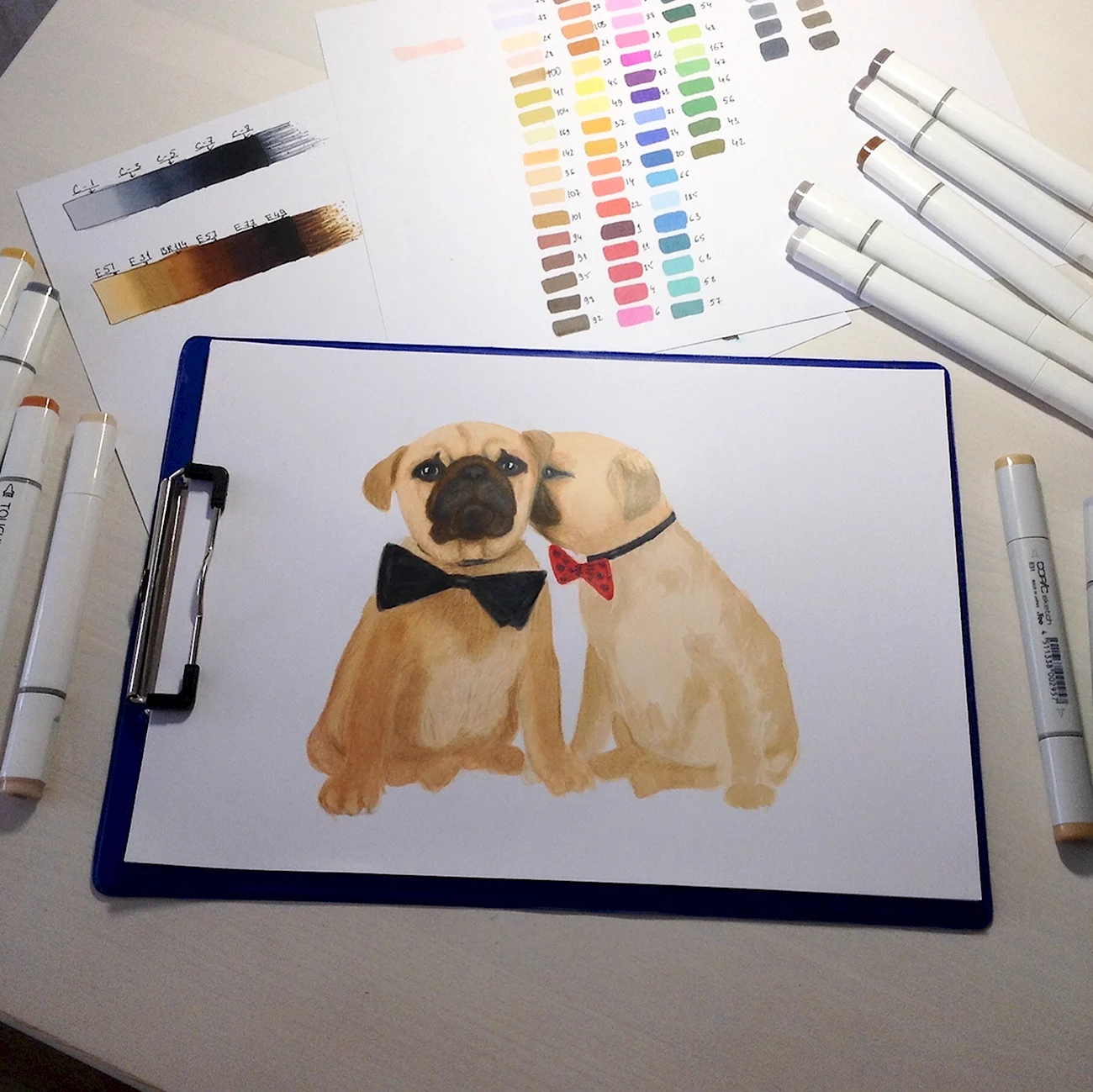Рисование для начинающих маркерами собачка. Для срисовки