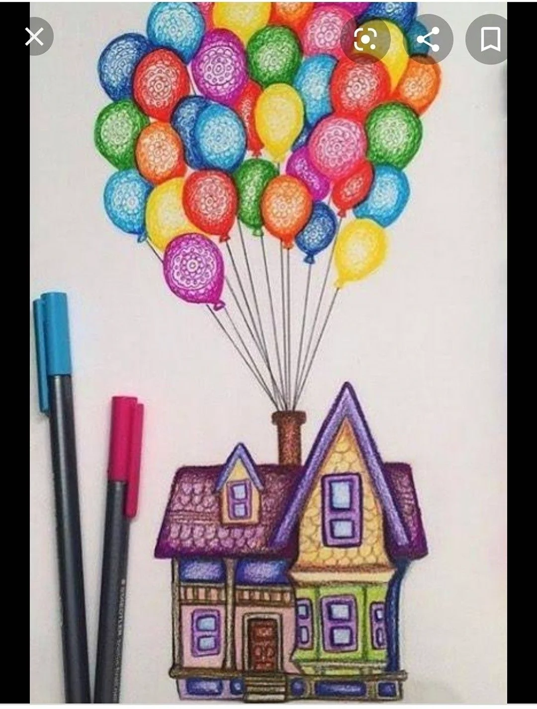Рисование дома на шариках. Для срисовки