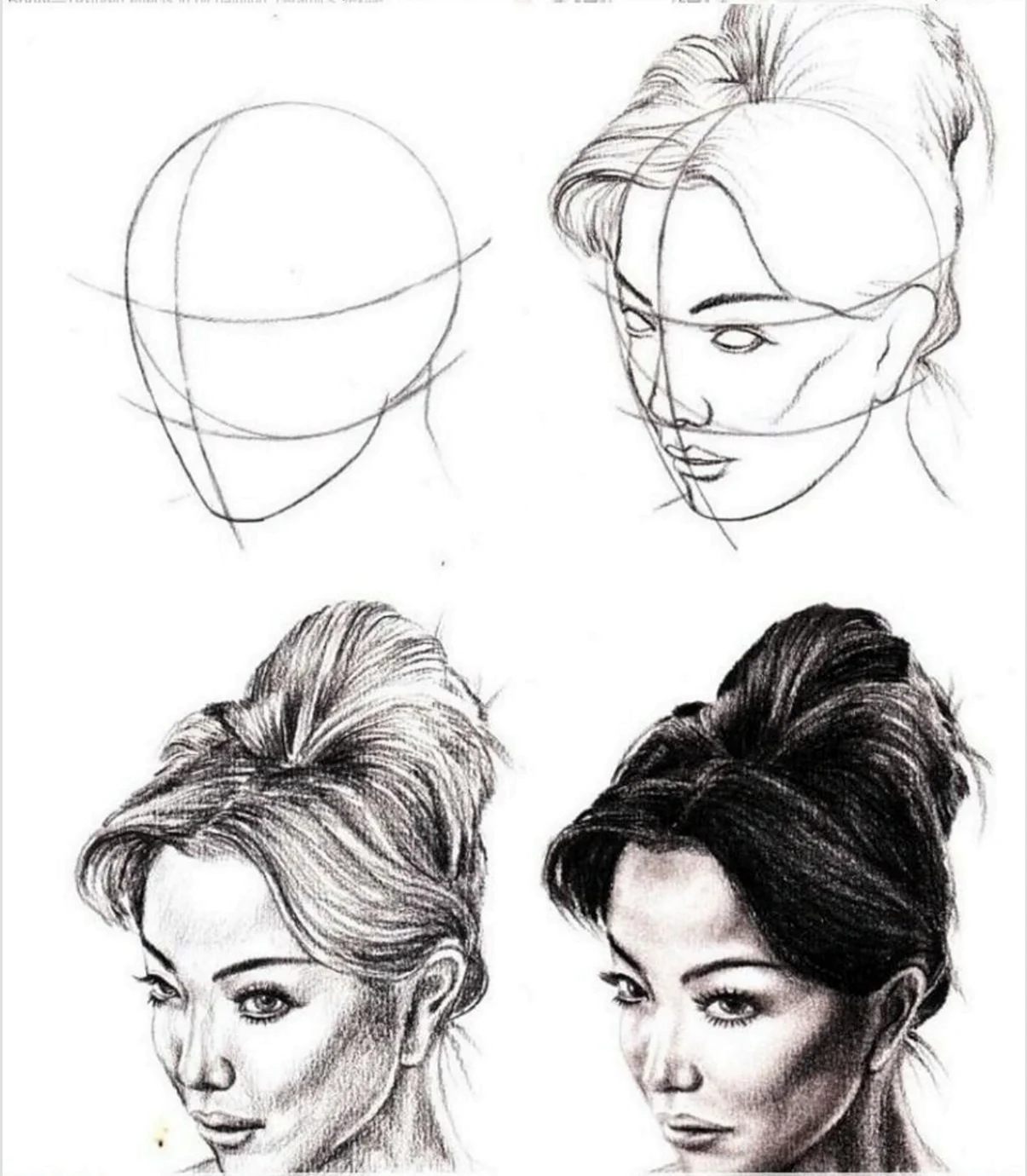 Рисование головы девушки. Для срисовки