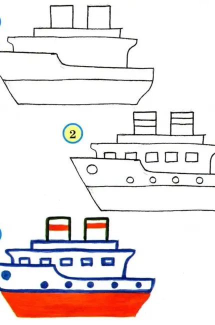Рисование корабля для детей. Для срисовки