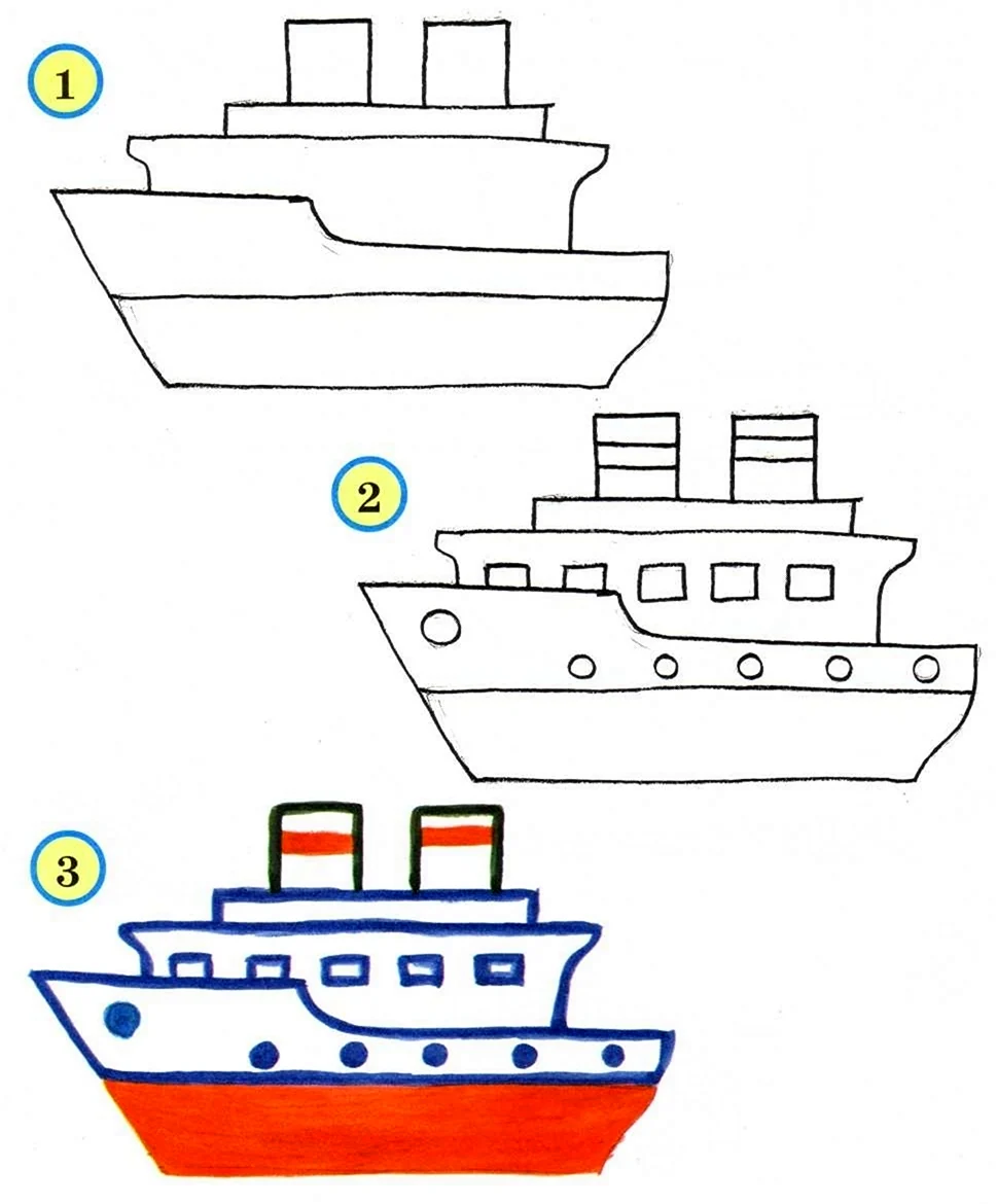 Рисование корабля для детей. Для срисовки