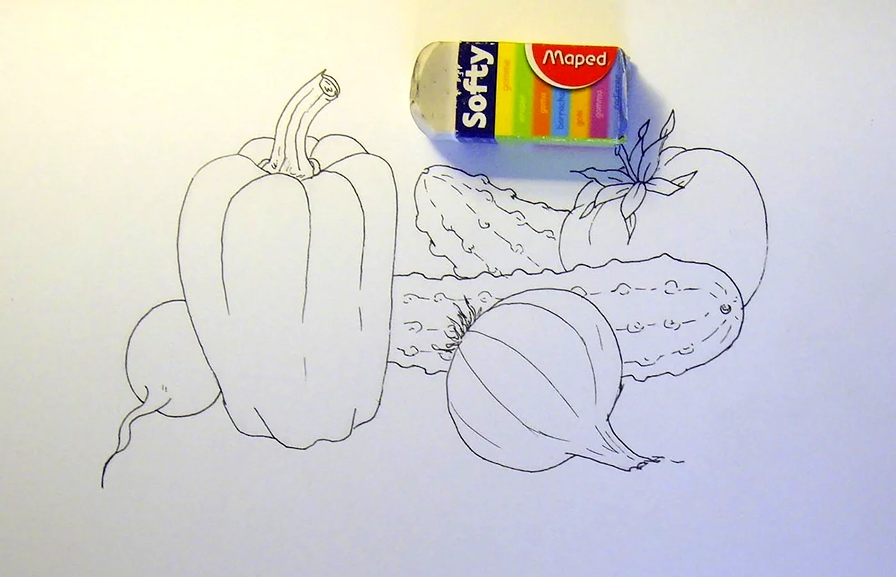 Рисование овощей и фруктов для детей. Для срисовки