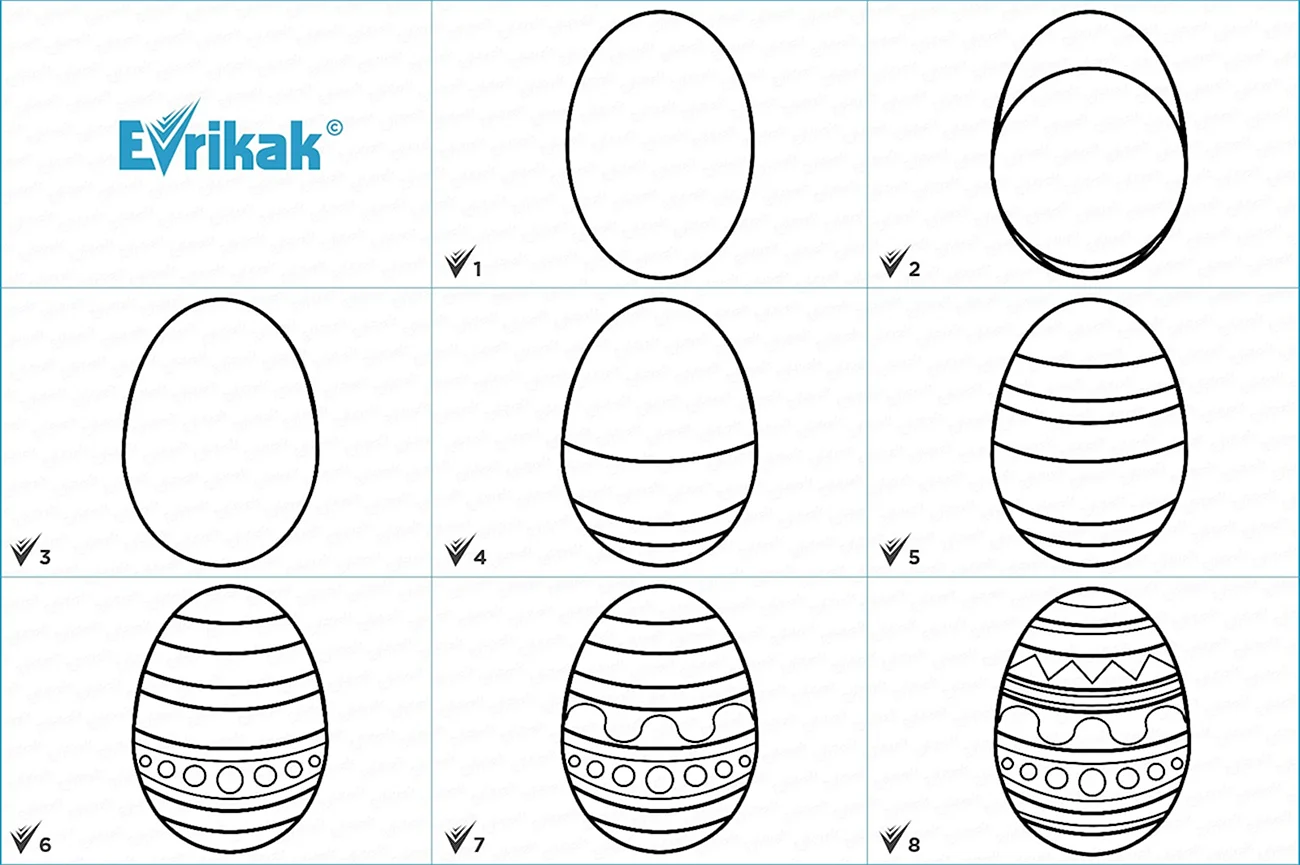 Рисование пасхальное яйцо. Для срисовки