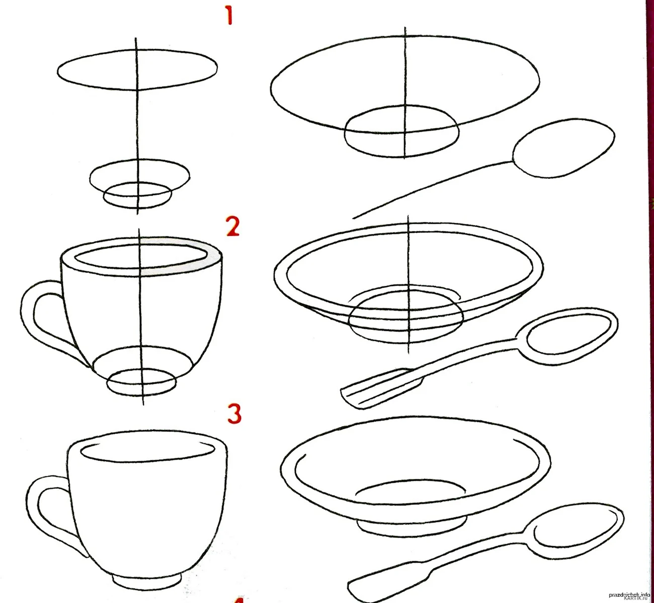 Рисование посуда для дошкольников
