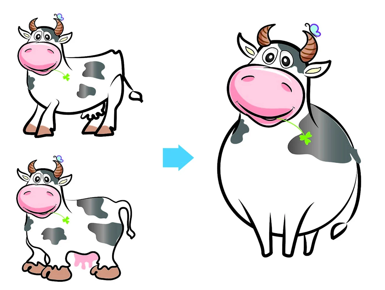 Рисовать мультяшную корову. Для срисовки