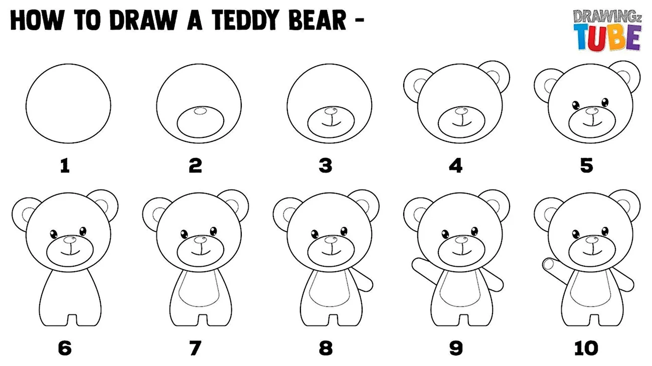 Рисуем медведя поэтапно для детей. Для срисовки