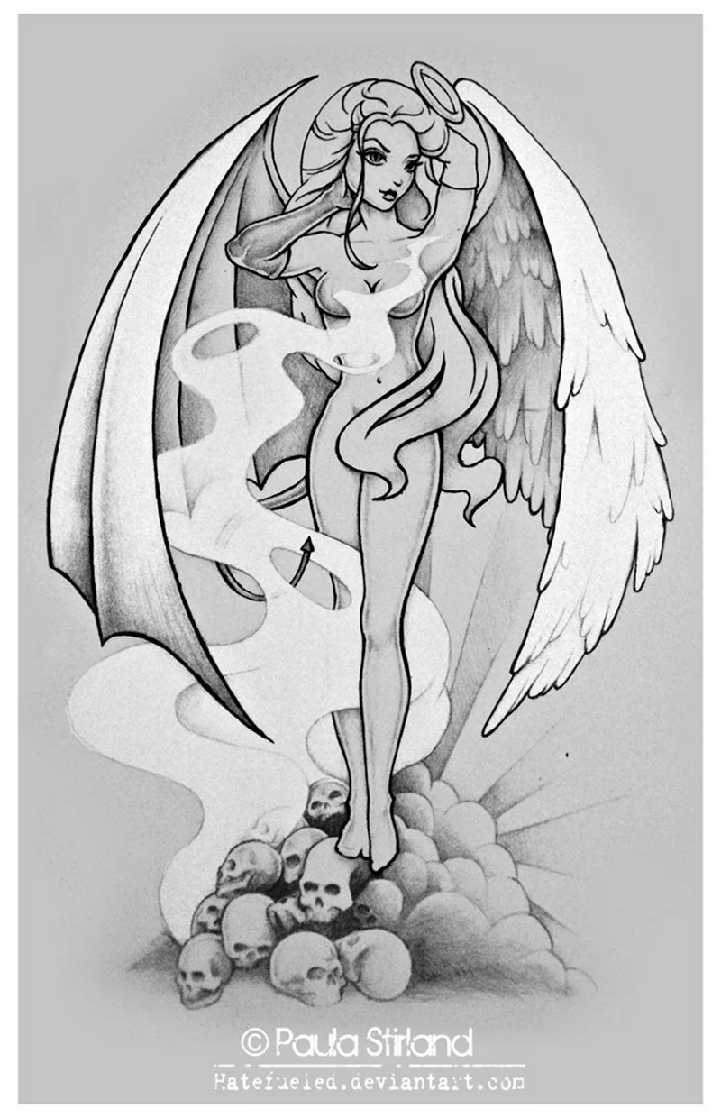 Рисунки ангелов и демонов. Для срисовки