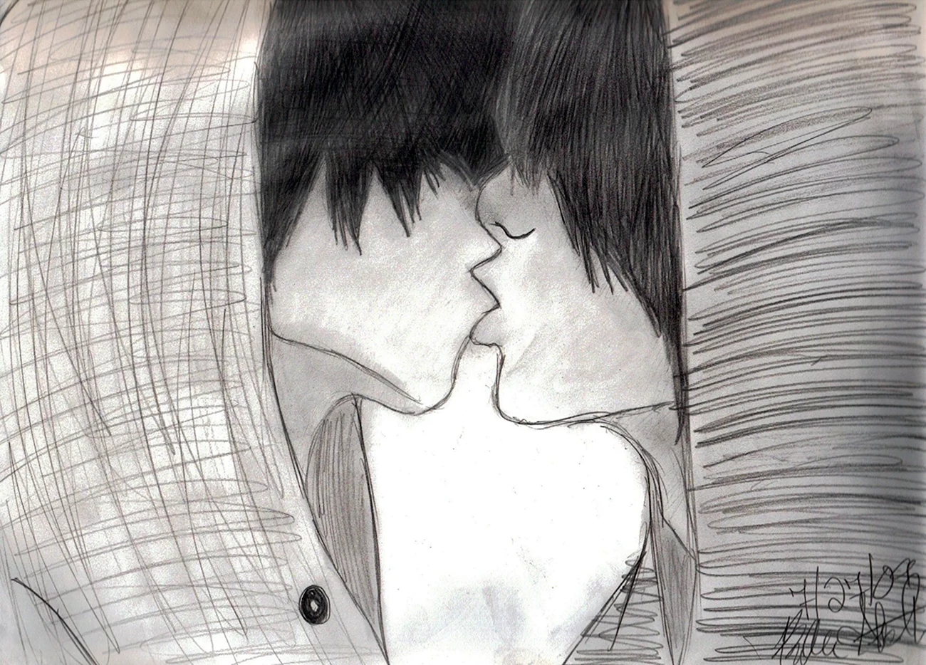 Рисунки для срисовки аниме поцелуи. Для срисовки
