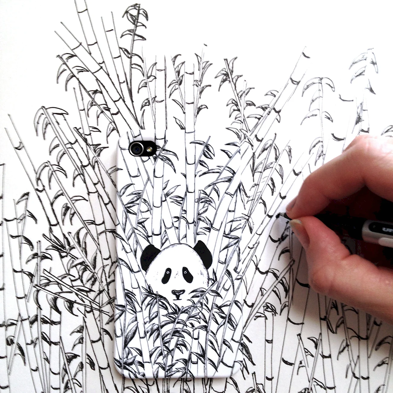 Рисунки маркерами Панда. Для срисовки