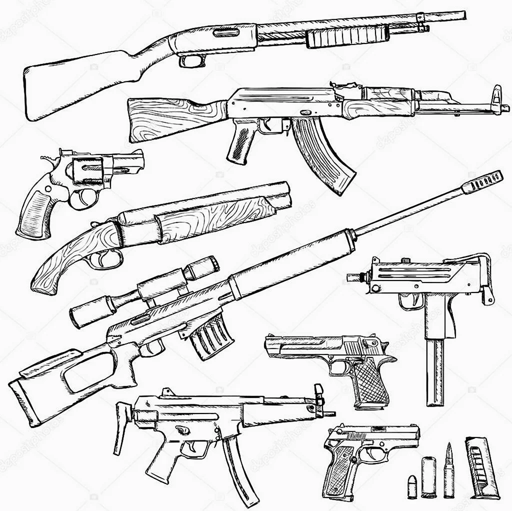 Рисунки оружия. Для срисовки