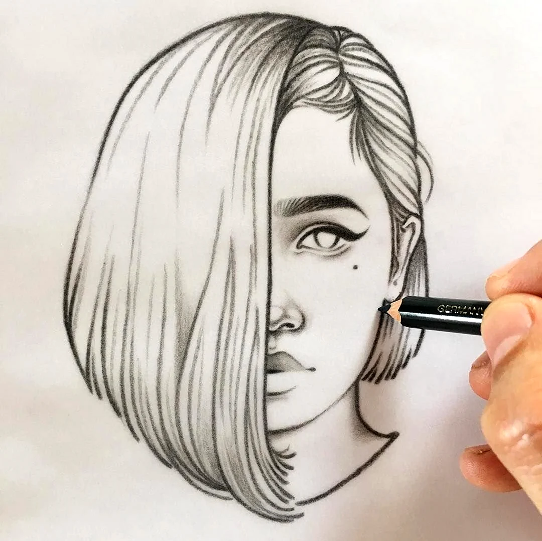 Рисунок девушки карандашом. Для срисовки