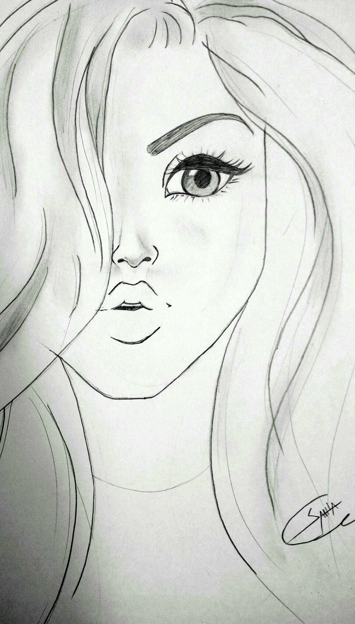 Рисунок девушки карандашом для срисовки легкие