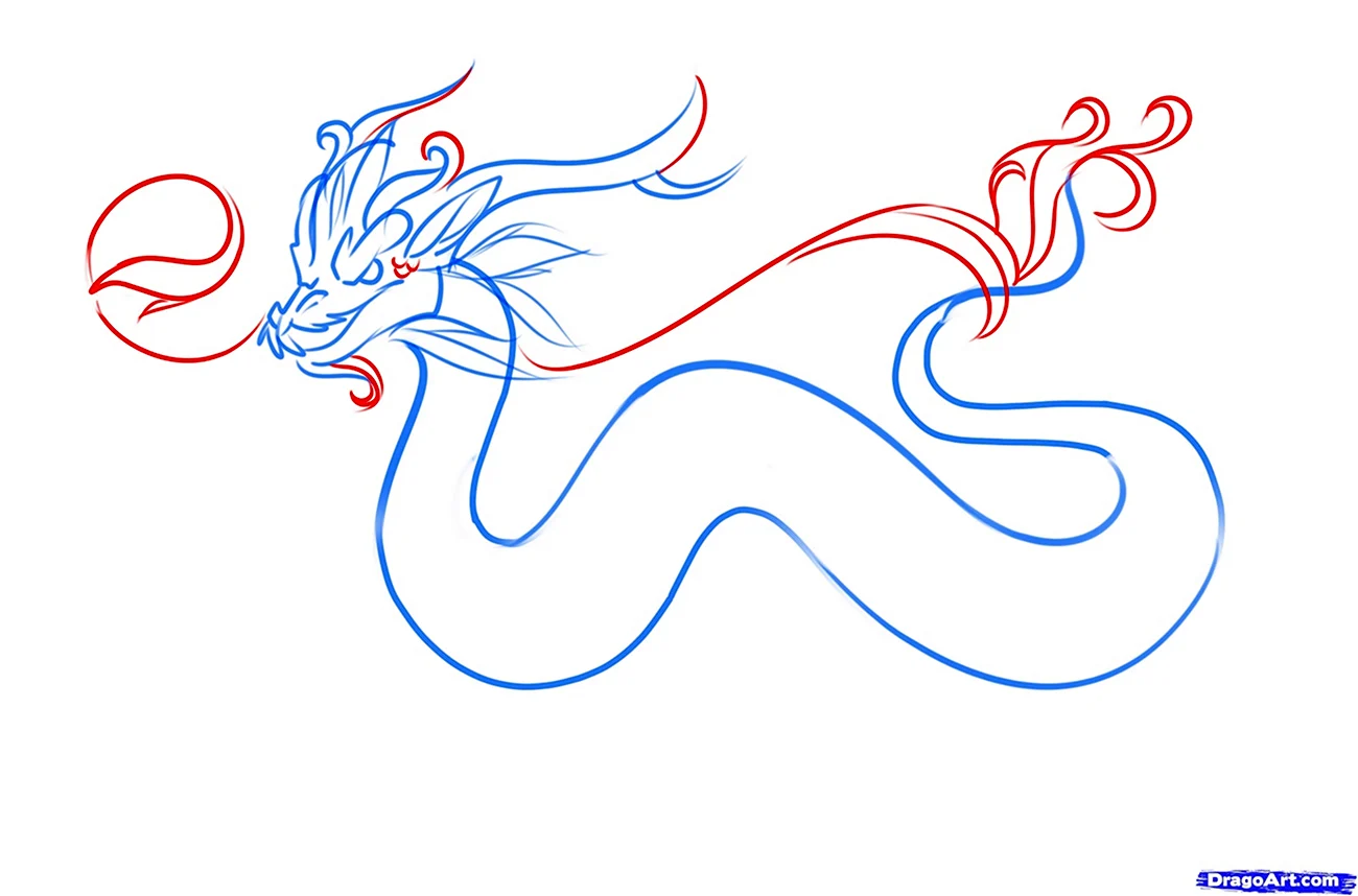 Рисунок японского дракона легко. Для срисовки