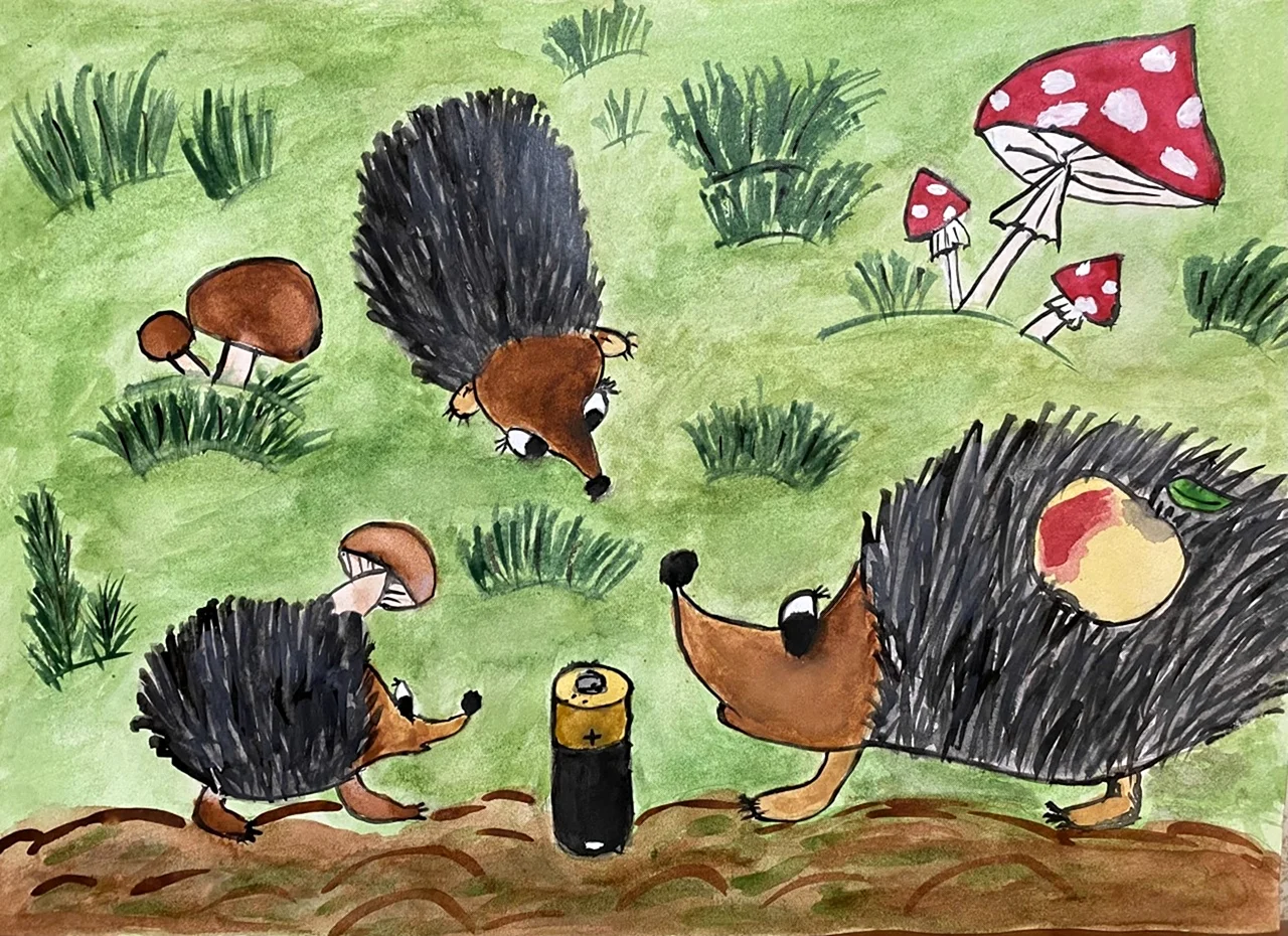 Рисунок мальчик и Ежик в лесу. Картинка из мультфильма