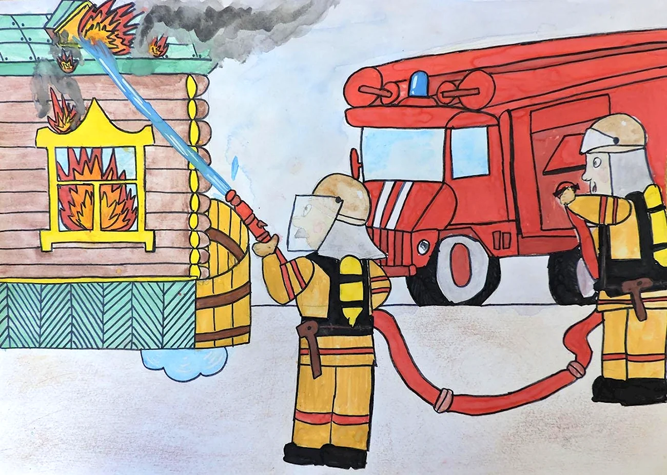 Рисунок на пожарную тему. Для срисовки
