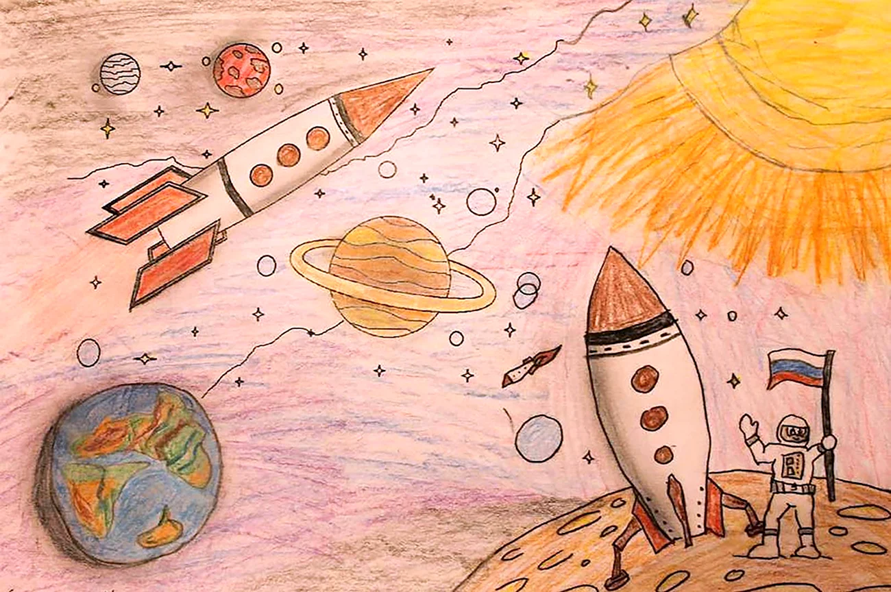 Рисунок на тему космос. Для срисовки