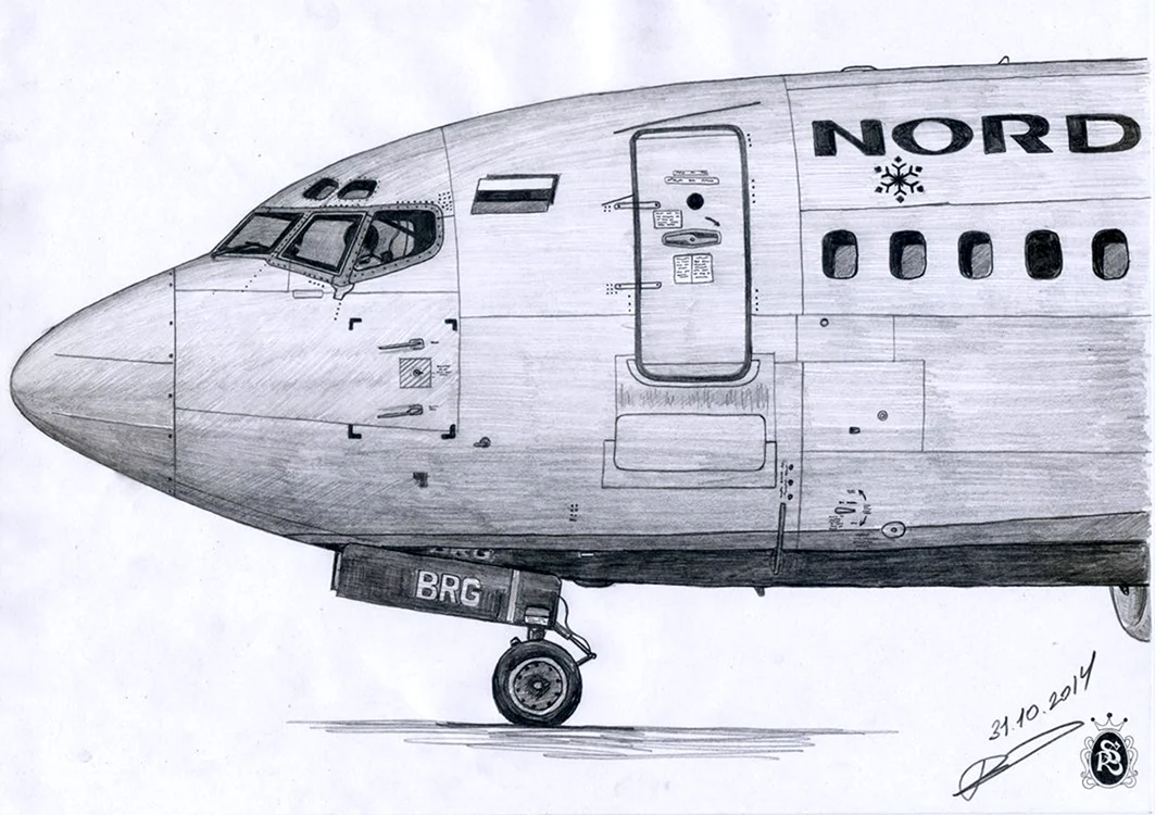 Рисунок самолета Боинг 737. Для срисовки
