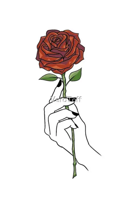 Роза в руке арт. Для срисовки