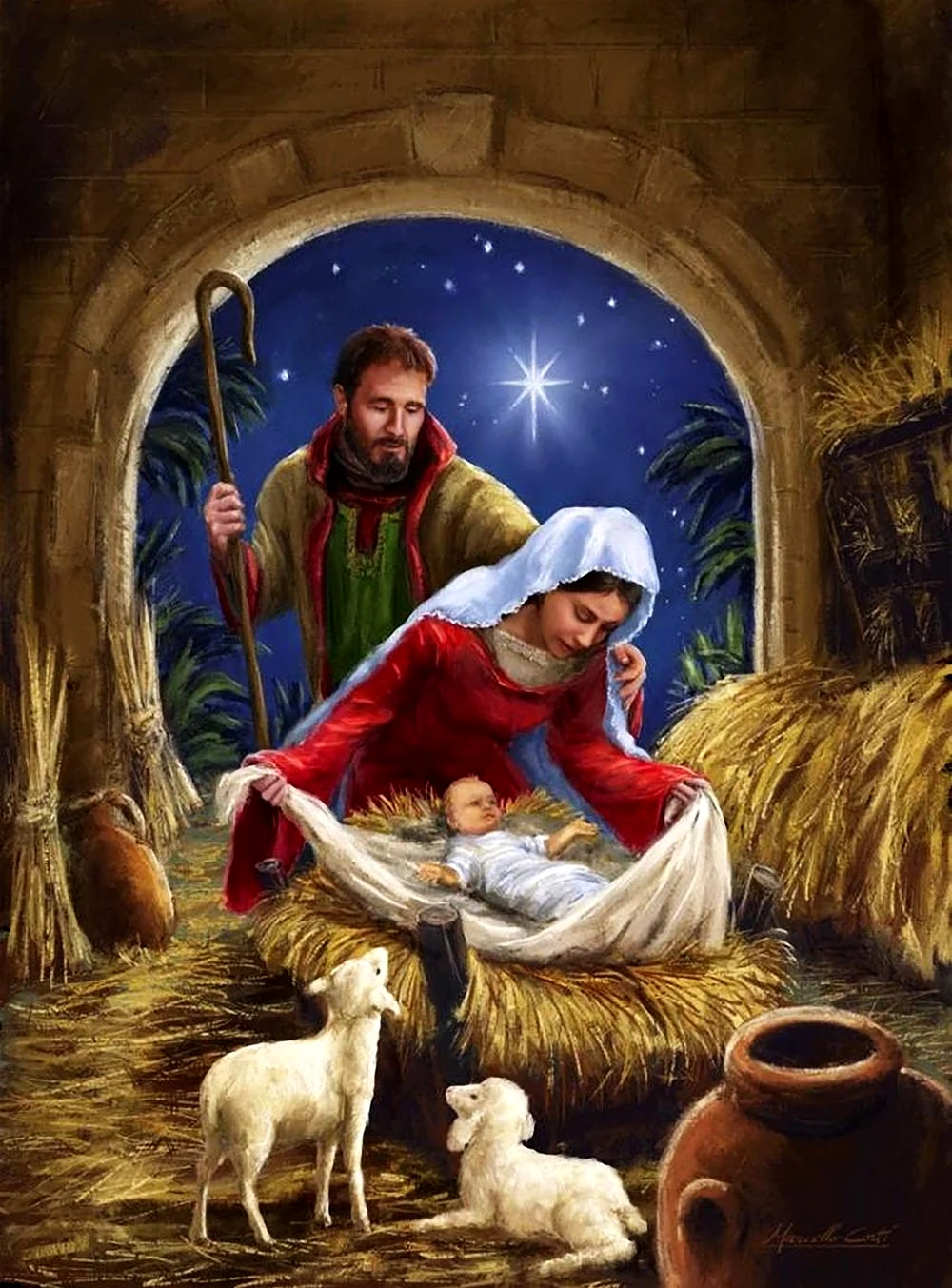 Рождество Христово рождение Иисуса Христа. Открытка на праздник