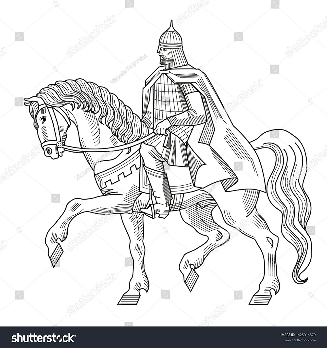 Русский воин на коне рисунок. Для срисовки