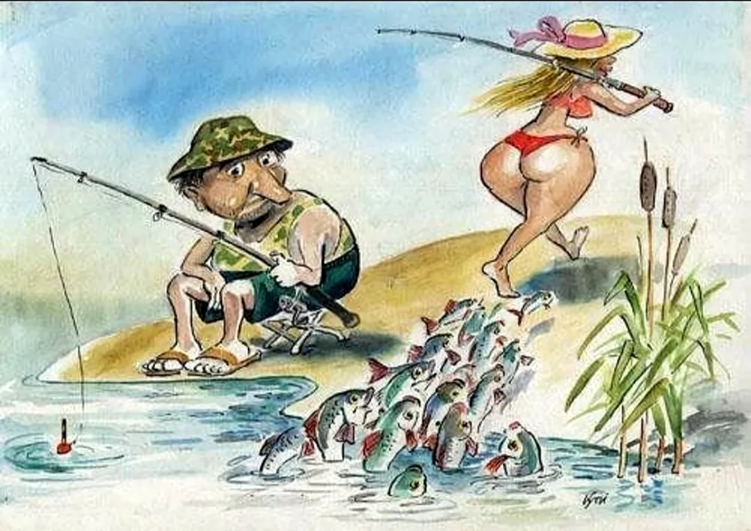 Рыбалка карикатуры. Поздравление