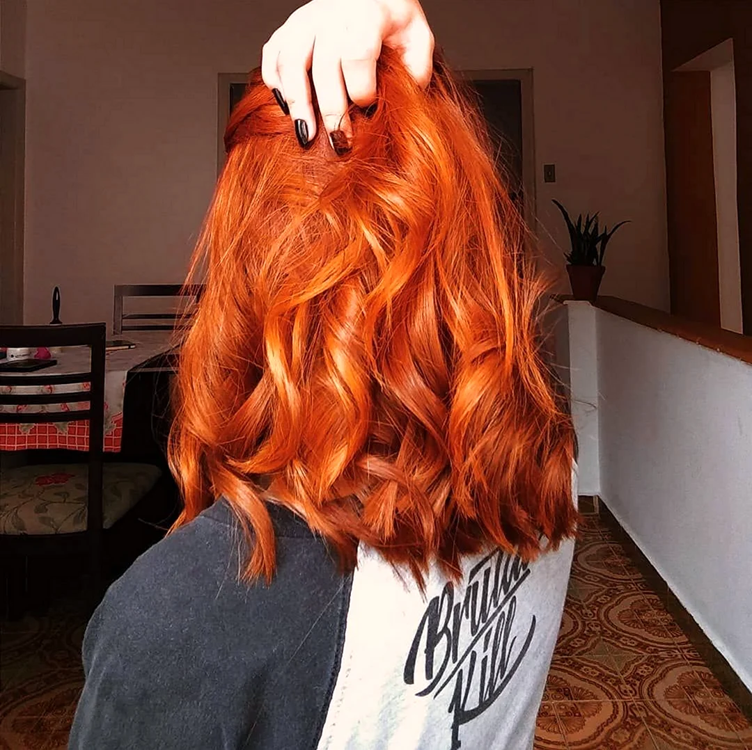 Рыжие волосы со спины. Красивая девушка