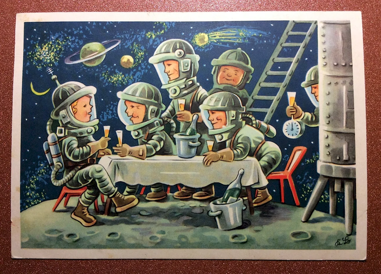 С днем космонавтики открытки старые. Красивая картинка