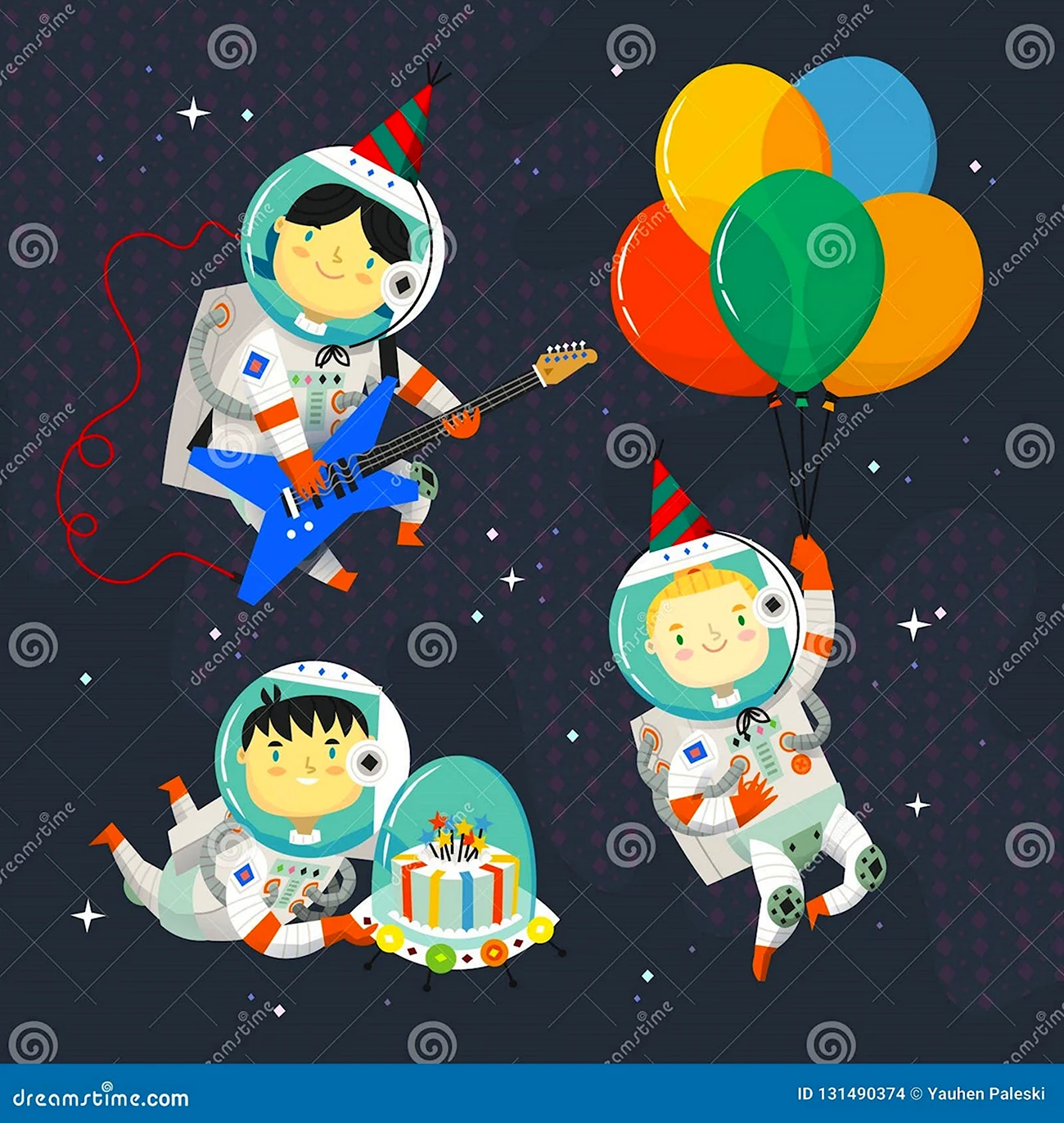 С днем рождения космонавт. Красивая картинка