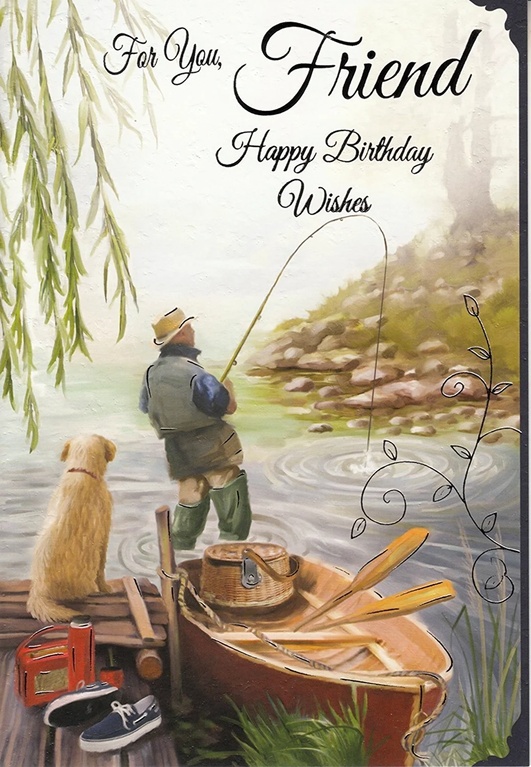 С днём рождения мужчине рыбаку. Красивая картинка