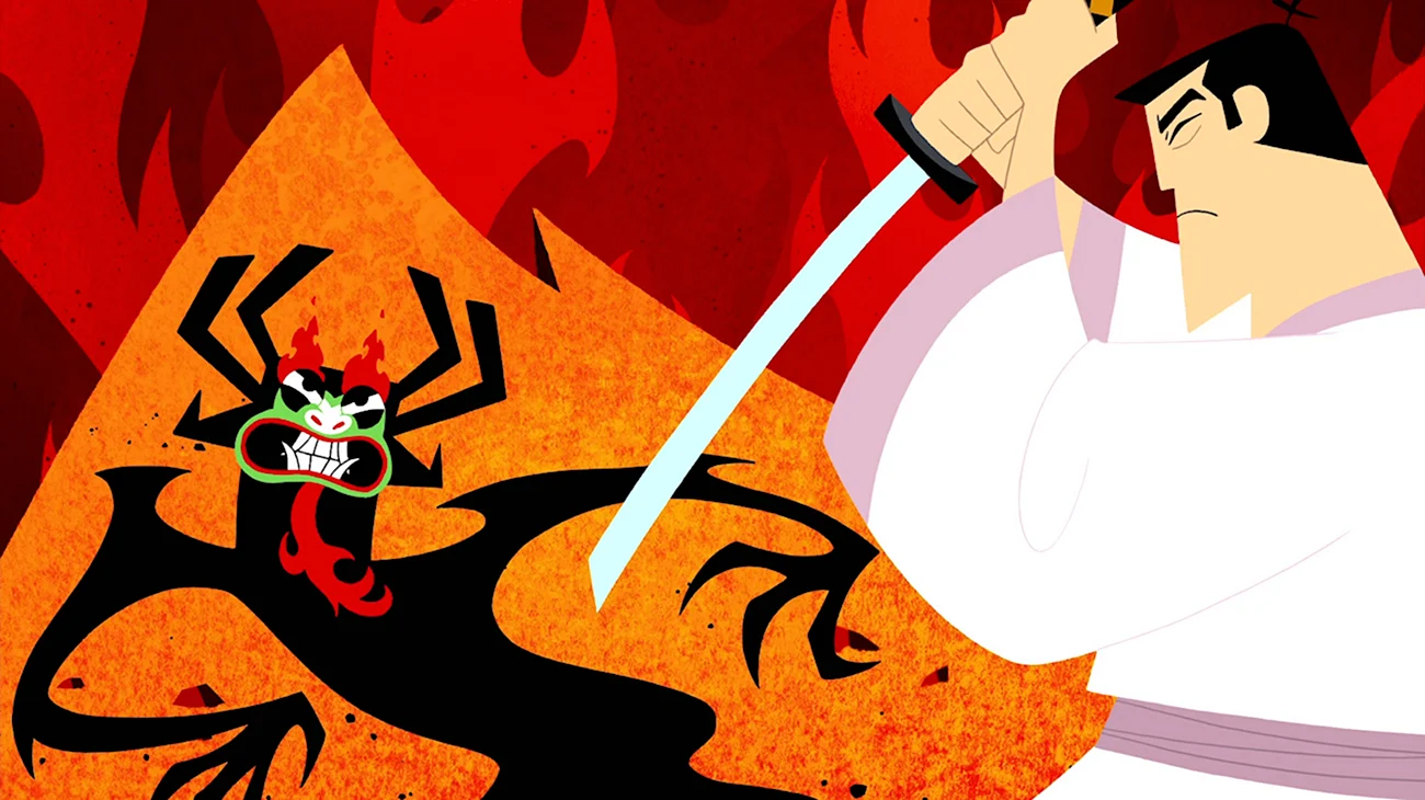 Samurai Jack vs Aku. Картинка из мультфильма