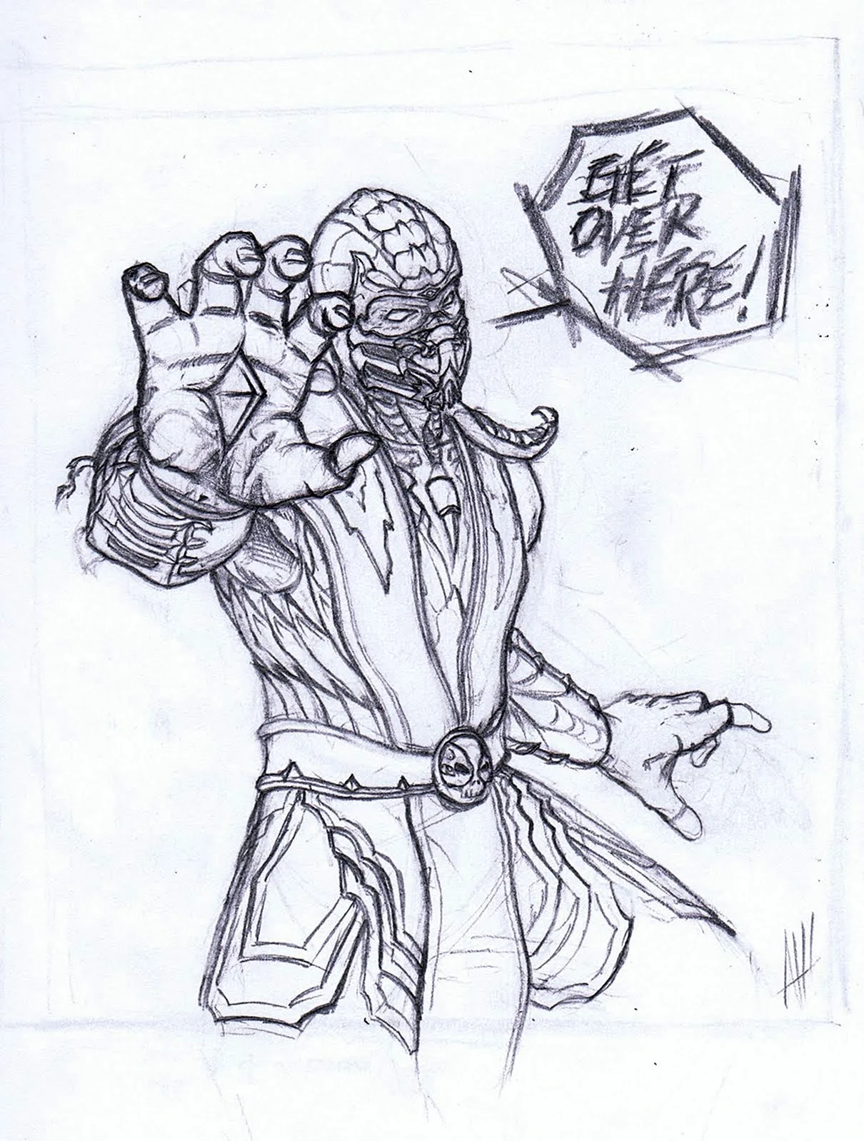 Scorpion Mortal Kombat draw. Для срисовки