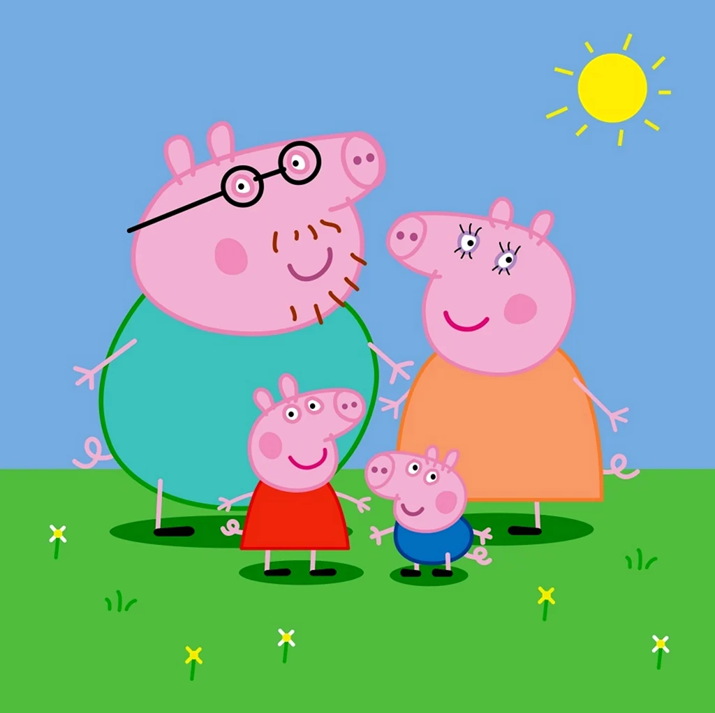 Семья свинки Пеппы. Картинка из мультфильма