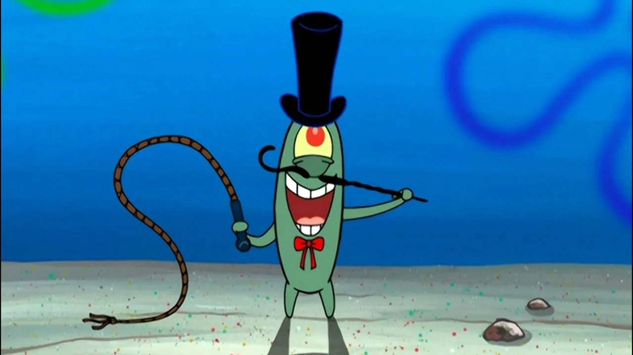 Сэнди и планктон. Картинка из мультфильма