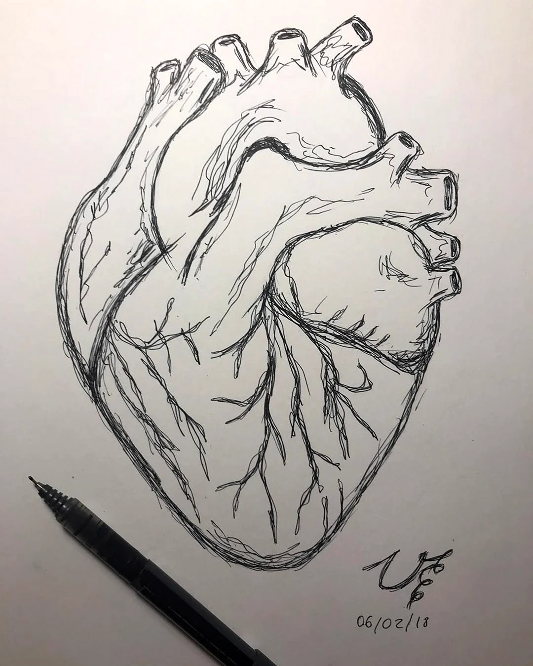 Сердце карандашом. Для срисовки