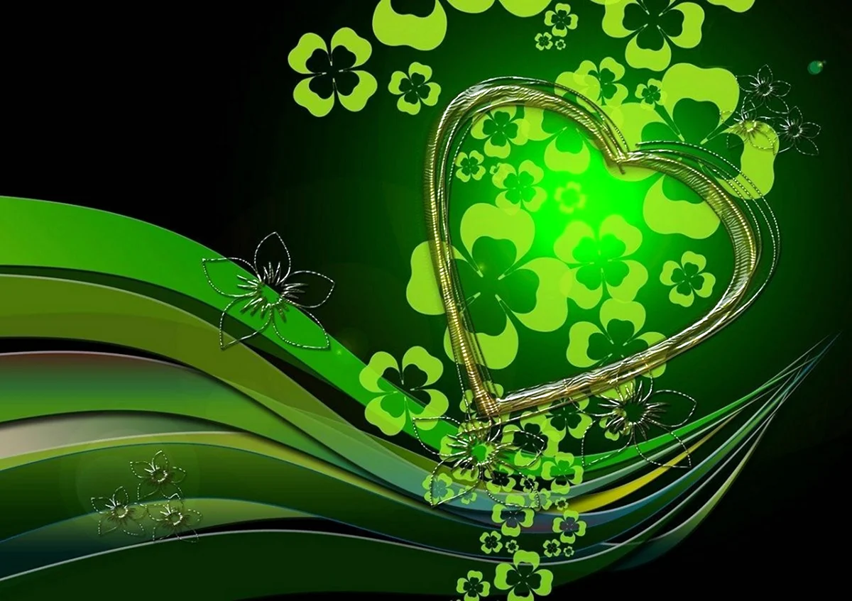 Сердце на зеленом фоне. Поздравление с годовщиной свадьбы