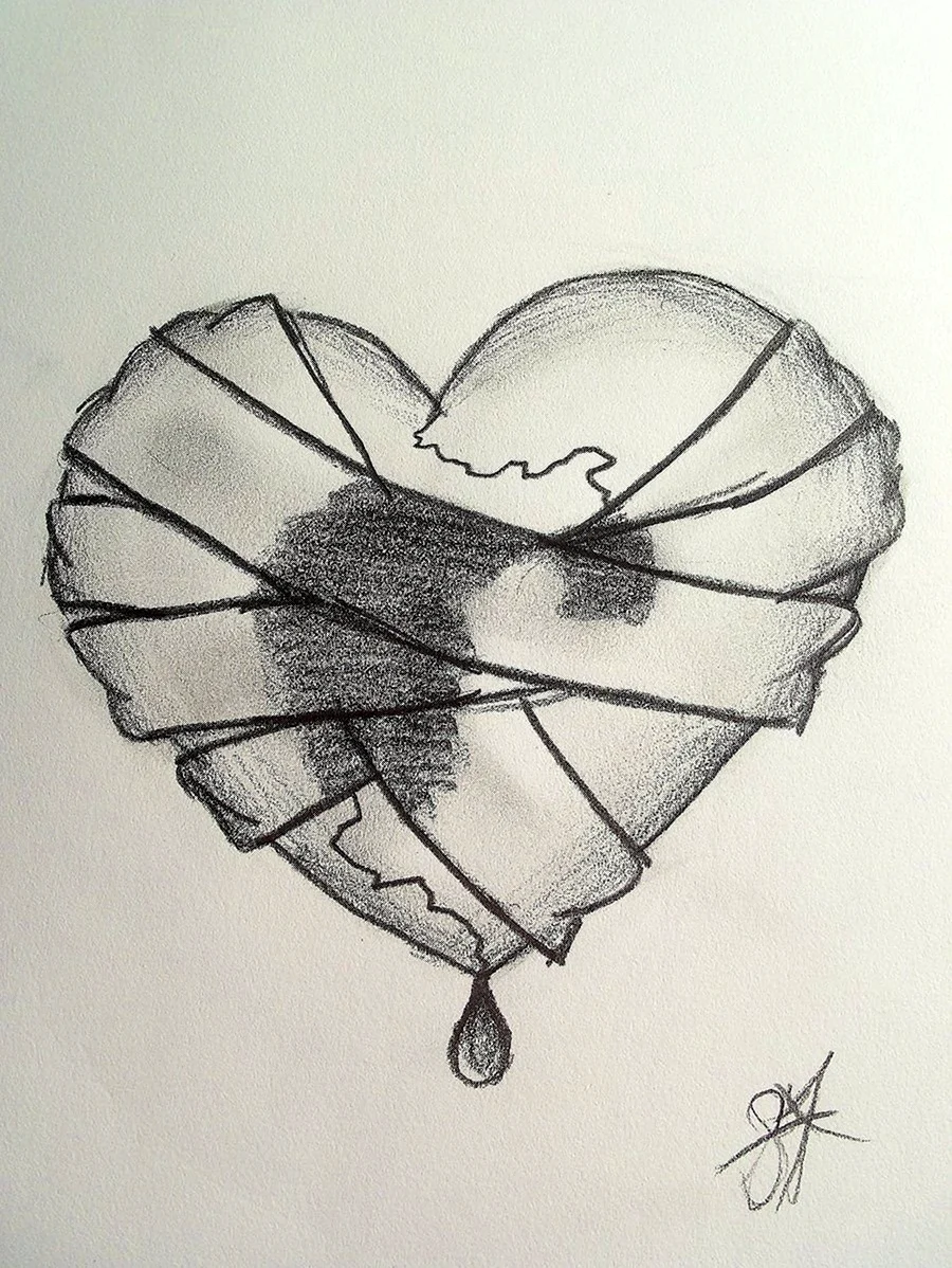 Сердце рисунок карандашом. Для срисовки