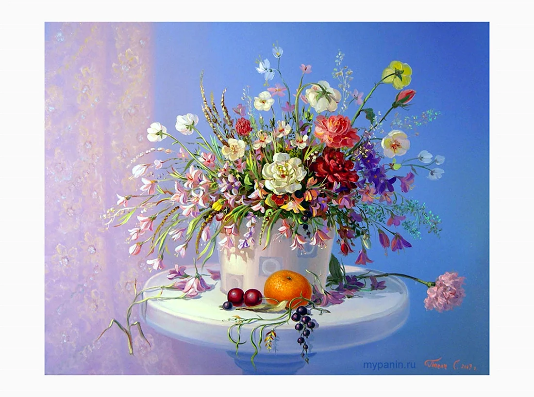 Сергей Панин художник цветы. Открытка с днем рождения
