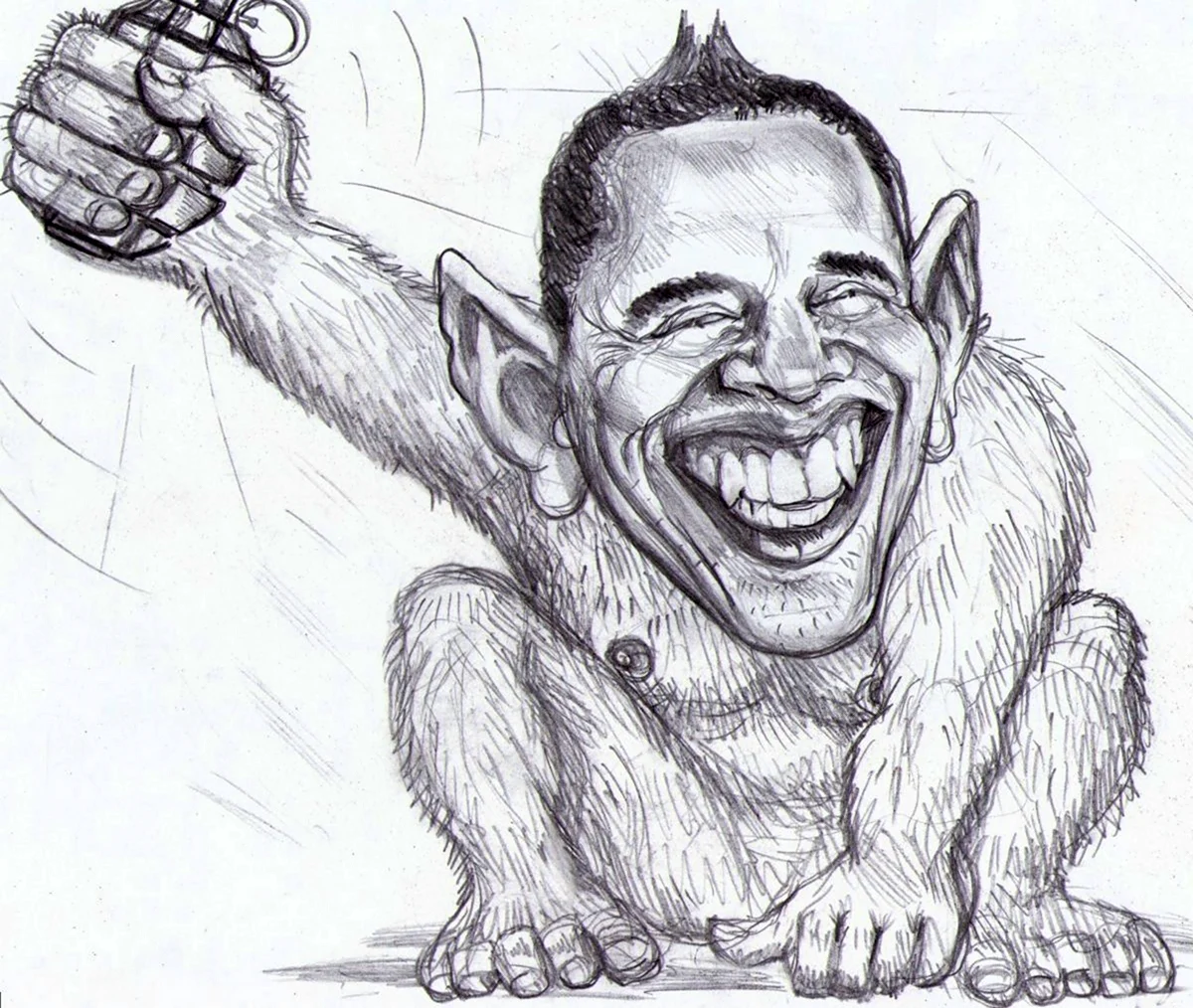 Шарж Обама карандашом. Прикольная картинка