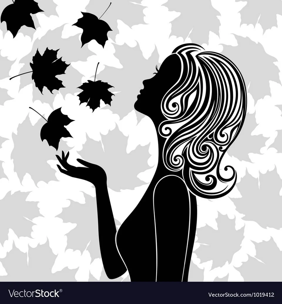 Силуэт девушки с осенними листьями. Своими руками