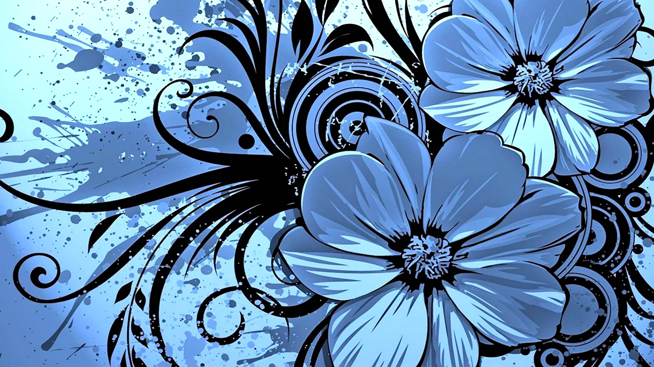 Синие цветы абстракция. Красивая картинка